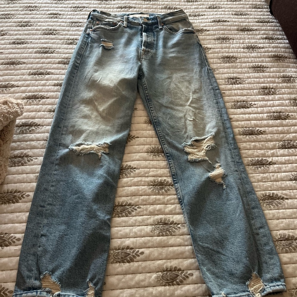 MOTHER The Tomcat Women's Light Blue Straight Jeans